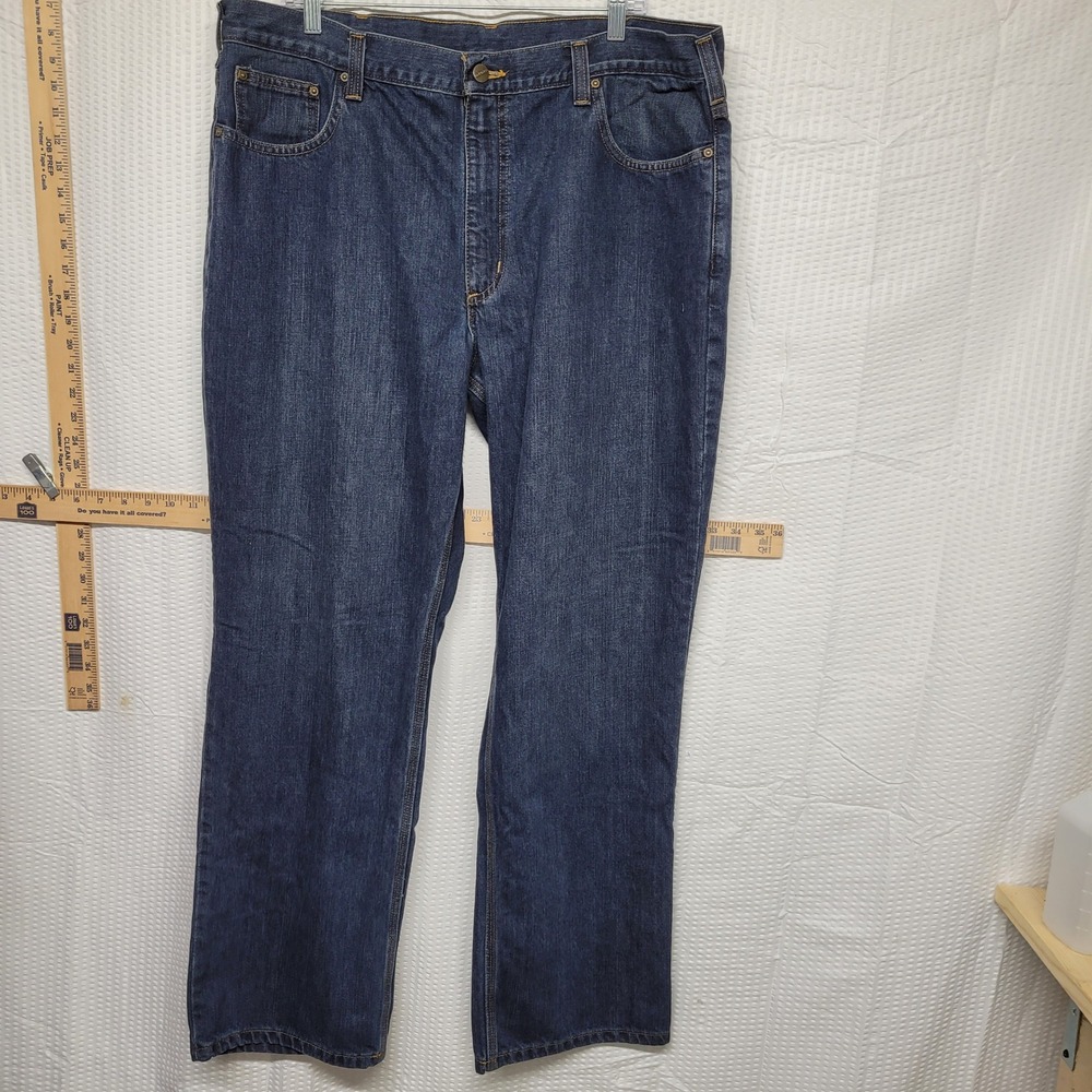 Carhartt Mens Relaxed Fit Straight Leg Dark‎ Wash Denim Jeans 101483 40x30